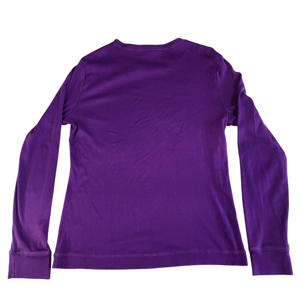 RALPH LAUREN Long Sleeve Shirt Top Womens XL Purple Equestrian Elbow Patches - Picture 3 of 9